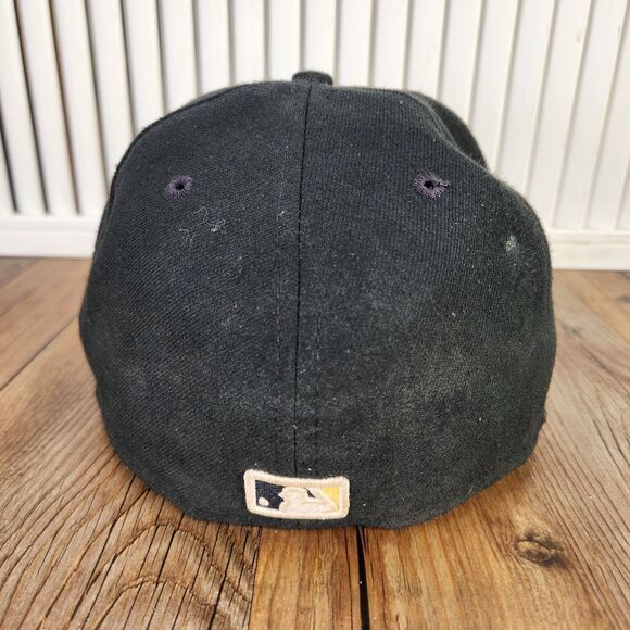 VTG Pittsburgh Pirates New Era 59fifty Fitted 7 1/8 Hat Cap Black Made in USA - Picture 5 of 10